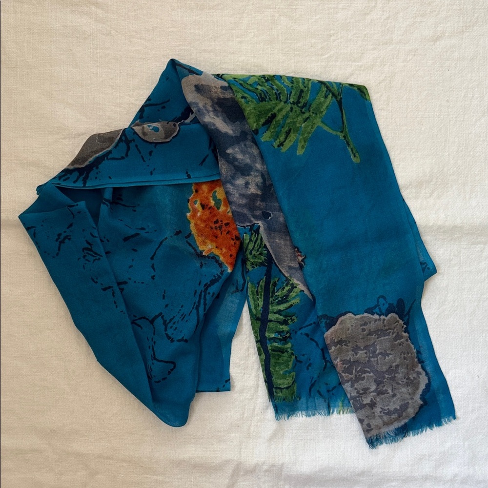 Vibrant Blue Floral Scarf/Wrap